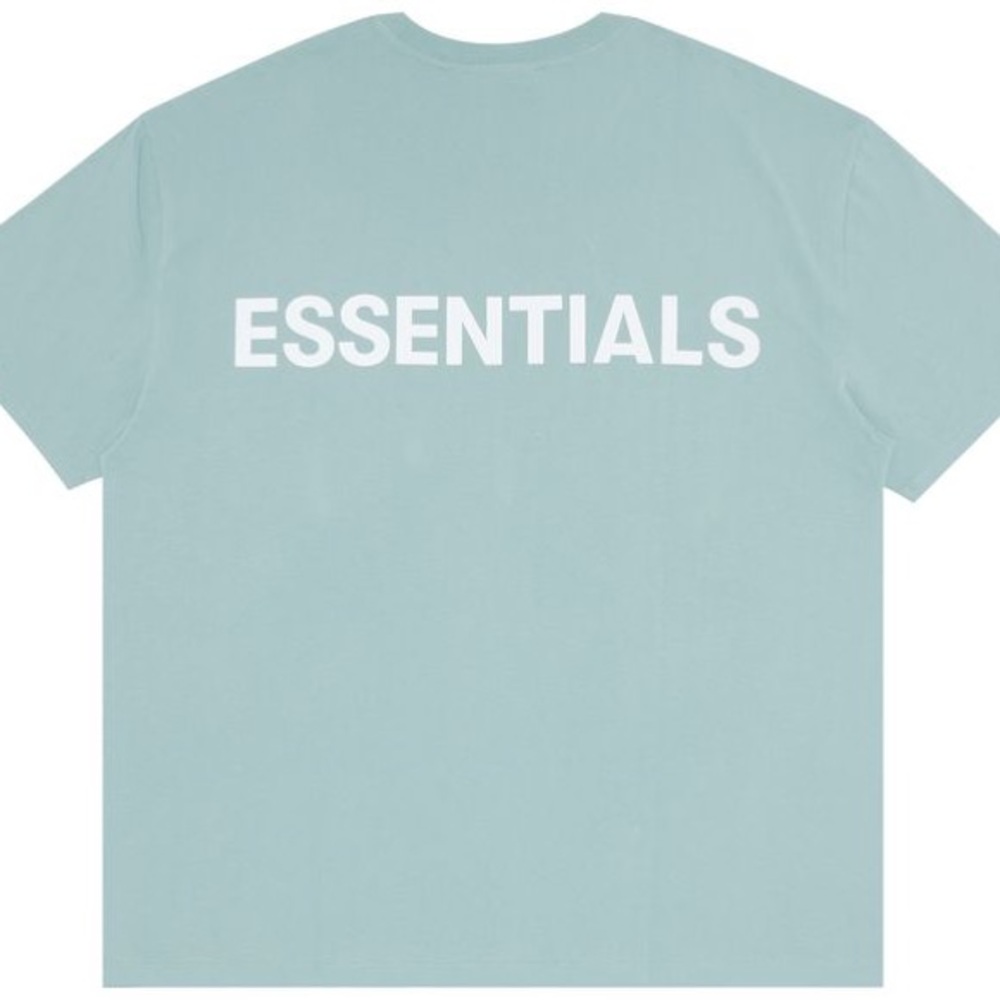 Fear of God ESSENTIALS Short Sleeve Tee in Light Aqua with White Logo